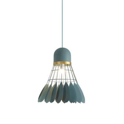Metal Badminton Ceiling Pendant Decorative 1-Head Black/Grey/Green Hanging Lamp Kit for Dining Room