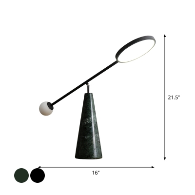 Metallic Lever LED Nightstand Light Novelty Minimalist Black/Green Table Lamp for Living Room