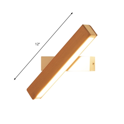Minimalist LED Wall Lighting Beige Rectangular Adjustable Sconce Light with Wood Shade, 8.5