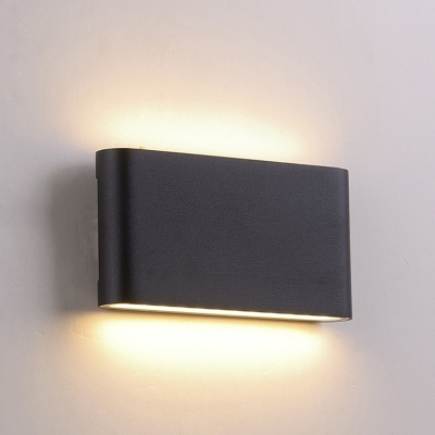 Minimalistic Rectangle Flush Mount Sconce Aluminum Living Room Small/Large LED Wall Mounted Light in Black/White