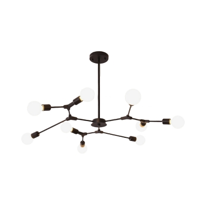 Modern Molecular Hanging Chandelier Metal 6/9-Bulb Sitting Room Ceiling Hang Light in Black/Gold