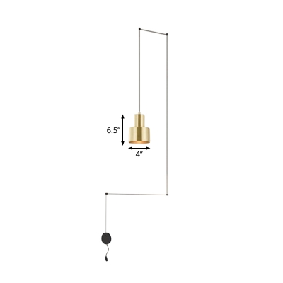 Novelty Minimalist Linear Hanging Light Metal 1-Bulb Living Room Down Lighting Pendant with Grenade Shade in Gold