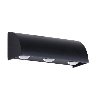 Quarter Cylinder LED Flush Wall Sconce Minimalist Aluminum Black Wall Mounted Lighting for Terrace