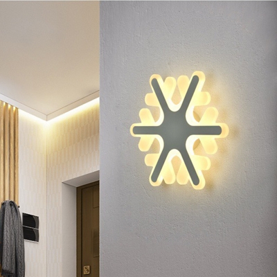 Simple LED Wall Sconce White Snowflake/Cloud/Round Wall Mount Light Fixture with Acrylic Shade for Bedroom