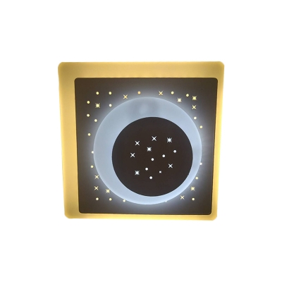 Square/Star/Oval Acrylic LED Wall Lighting Contemporary White LED Flush Mount Wall Sconce with Star Cutouts