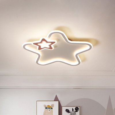 Star Shaped Acrylic Flush Light Modern Black/Pink/Blue LED Ceiling Mount Lamp in Warm/White Light for Kids Room