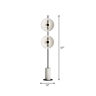 Swivelable Disc Shade Floor Lamp Postmodern Resin Black and White LED Standing Light