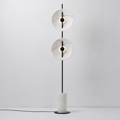 Swivelable Disc Shade Floor Lamp Postmodern Resin Black and White LED Standing Light
