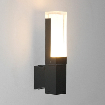 Acrylic Cuboid Wall Light Fixture Contemporary 1/2-Light Black LED Sconce in Warm/White Light for Outdoor