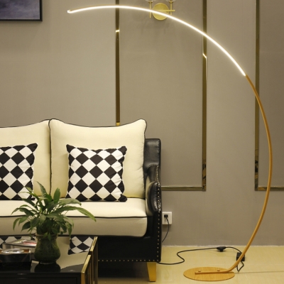 Black/Beige Arched Linear Stand Up Lamp Minimalism Metal LED Floor Light for Living Room