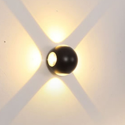 Black/White Ball 4-Side Sconce Light Simple Aluminum LED Wall Mounted Lamp for Living Room