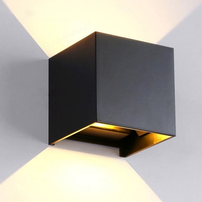 Cube/Tube/Triangle Metal Wall Sconce Light Minimalism Black LED Flush Mount Wall Light for Balcony