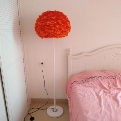 Dome Girls Bedside Floor Lamp Feather 1 Bulb 18