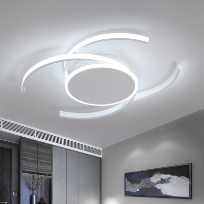 Double-C LED Semi Flush Ceiling Light Modern Acrylic Bedroom Flushmount Lighting in Warm/White Light, 16