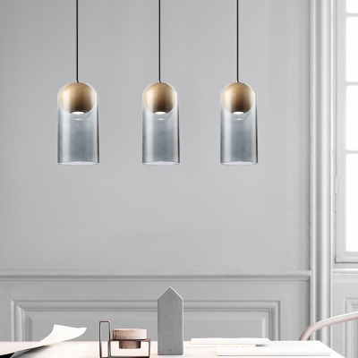 Fish Tank/Cloche/Capsule Pendant Light Modern Style Grey Glass 1 Bulb Kitchen Dinette Ceiling Hang Lamp
