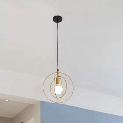 Gold 1 Head Pendant Lamp Industrial Iron Multi-Star/Round Ceiling Hang Light over Dining Table