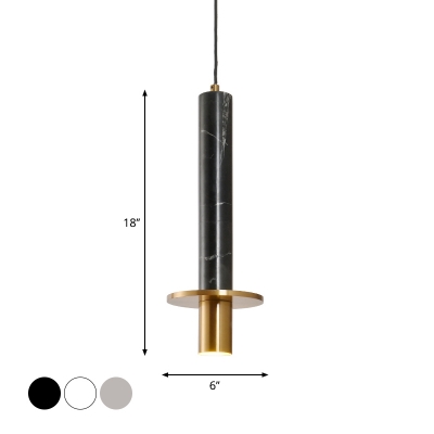 Marble Sword Shaped Pendant Lamp Designer Black/White/Beige and Brass LED Hanging Ceiling Light
