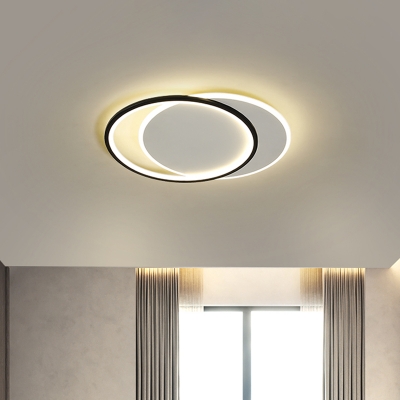 Minimalism LED Flush Mount Lighting Black Round/Rectangle/Square Overlapped Ceiling Lamp with Acrylic Shade, Warm/White Light