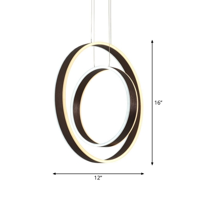 Minimalist 2/3-Head Drop Pendant Coffee Circular Small/Large Pendulum Light with Acrylic Shade, Warm/White Light