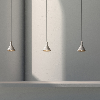 Nordic Cone Shaped Pendant Light Kit 1 Bulb Terrazzo Hanging Light Fixture in Black/White