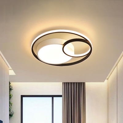 Novelty Nordic Circular LED Flushmount Acrylic Bedroom Close to Ceiling Lamp in Black/White, 16