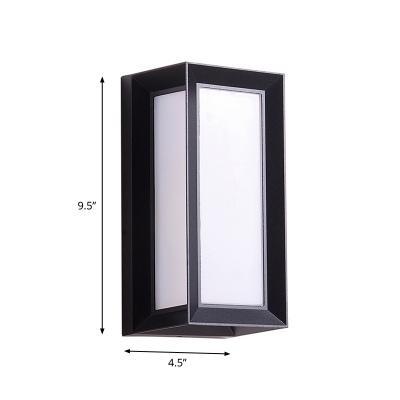 Rectangle Motion Sensor Porch Wall Light Plastic Minimalistic LED Wall Sconce in Black