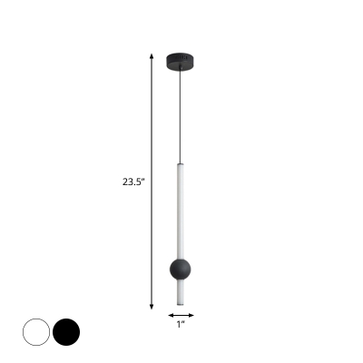Tubular LED Pendulum Light Minimalistic Acrylic Black/White Ceiling Pendant in Warm/White/3 Color Light
