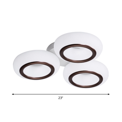 White Donut Semi Flush Light Fixture Modern 3/6-Light Iron Close to Ceiling Lighting for Bedroom