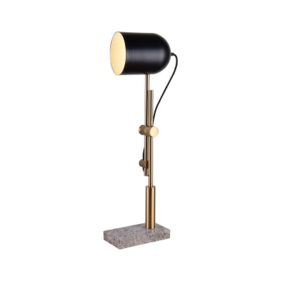1-Light Office Task Lamp Postmodern Black-Gold Swing Arm Desk Light with Cloche Metal Shade