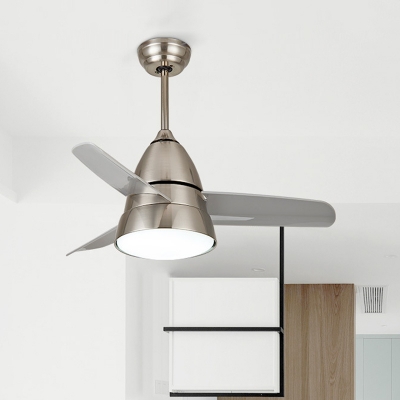 3-Blade Conical Hanging Fan Light Fixture Macaron Metal 36