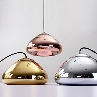 Bread Shaped Cafe Hanging Pendant Silver/Gold/Bronze Glass 1-Light Postmodern Ceiling Lamp, 7