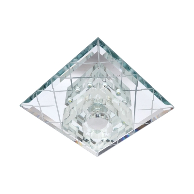 Clear Crystal Square Small Ceiling Lamp Minimalist Mirrored Chrome LED Flush Mount Lighting for Foyer