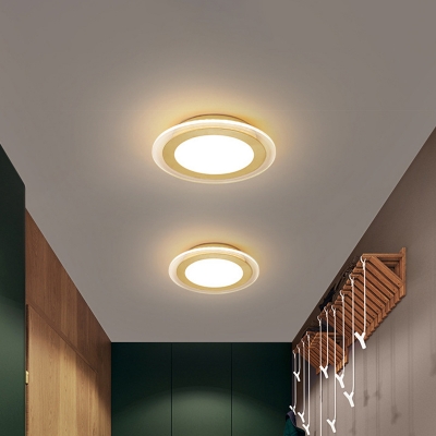 Disc Shaped Corridor Ceiling Flush Mount Acrylic Minimalist LED Flush Light in Gold, Warm/White/3 Color Light