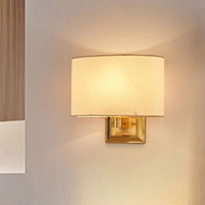 Fabric Ellipse Wall Light Fixture Modern Single-Bulb Chrome/Gold Wall Mounted Lamp for Bedroom