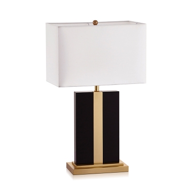 Postmodernist Rectangle Nightstand Light Fabric 1 Bulb Bedside Table Lamp in Black/Grey/White