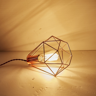 Rose Gold Diamond/Flared Ceiling Pendant Loft Style Iron 1 Light Bedroom Hanging Lamp Kit