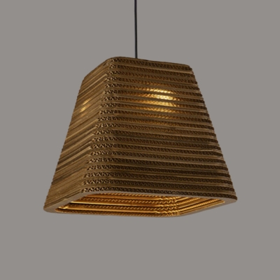 Rustic Vase/Trapezoid Pendulum Light Paper Folded 1 Bulb Porch Drop Pendant in Brown, 10