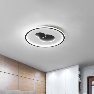 Acrylic Circle Cutouts Flush Mounted Lamp Minimalism LED Ceiling Flush Light in Black/Gold, 16