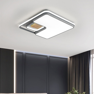 Acrylic Square/Rectangle Flush Mount Light Modern Black/Grey Surface Mounted LED Ceiling Lamp in Warm/White Light