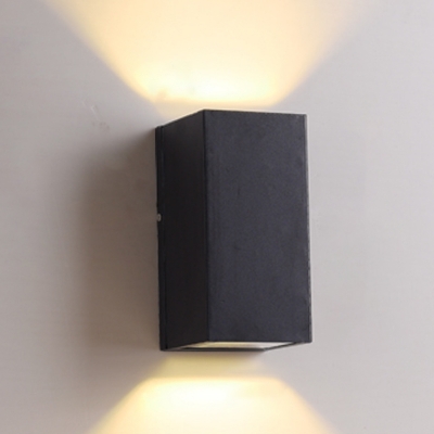 Black Cube/Cuboid LED Wall Sconce Modern 1/2-Head Metal Small/Large Wall Mount Lamp for Entry Gate