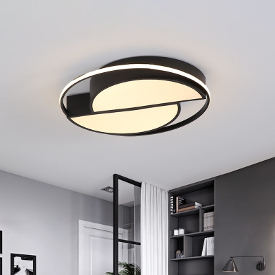 Black Geometric Shaped Flush Mount Light Contemporary Acrylic LED Ceiling Lamp for Bedroom