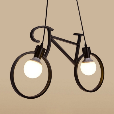 Black/White Bike Hanging Lamp Industrial Metal 20.5