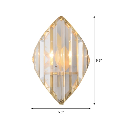 Gold 1/2-Head Sconce Lamp Postmodern Curved Crystal Prism Wall Mount Light Fixture