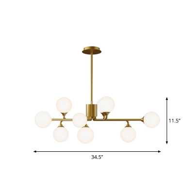 Gold Molecular Island Pendant Post-Modern 6/9/12-Light Opaline Glass Ceiling Suspension Lamp for Bedroom