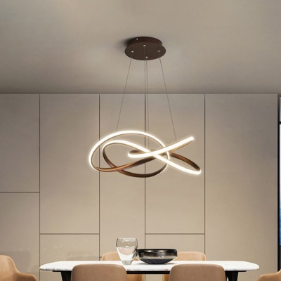 Intertwisted Acrylic Pendant Lamp Simplicity Integrated LED Coffee Ceiling Chandelier in Warm/White Light