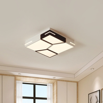Iron Square/Rectangular Flush Mount Lamp Modern LED Splicing Ceiling Light in Black and White