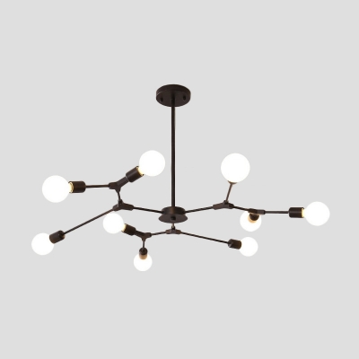 Modern Molecular Hanging Chandelier Metal 6/9-Bulb Sitting Room Ceiling Hang Light in Black/Gold