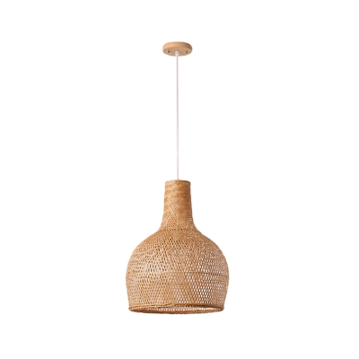 Oval/Bell/Dome Pendant Light Kit Asian Bamboo 1-Light 12