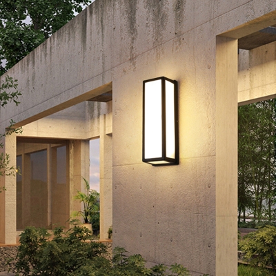 Rectangular Small/Large Sconce Lamp Minimalist Plastic Black Flush Mount Wall Light for Outdoor