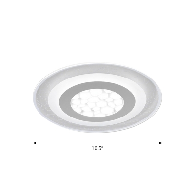 Round/Square/Rectangle Flush Mount Lamp Modern Acrylic Bedroom Small/Large LED Ceiling Light with Pebble Look in White